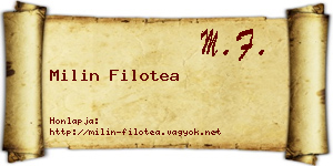 Milin Filotea névjegykártya